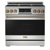 36 Inch Professional Gas Range with Tilt Panel Touch Control in Stainless Steel/Bronze | Gordon Ramsay Series – RSG36-BRZ