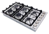 Thor Kitchen 36 Inch Professional Drop-In Gas Cooktop in Stainless Steel - TGC3601