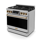 36 Inch Professional Gas Range with Tilt Panel Touch Control in Stainless Steel/Bronze | Gordon Ramsay Series – RSG36-BRZ
