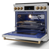 36 Inch Professional Gas Range with Tilt Panel Touch Control in Stainless Steel/Bronze | Gordon Ramsay Series – RSG36-BRZ
